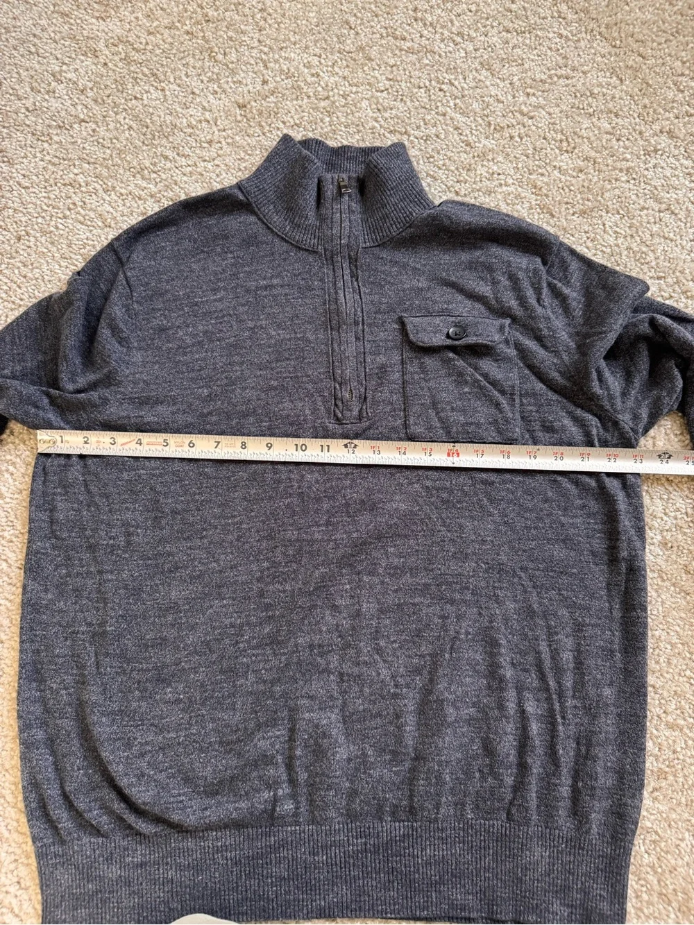 Banana Republic Charcoal Half-Zip Sweater with Chest Pocket